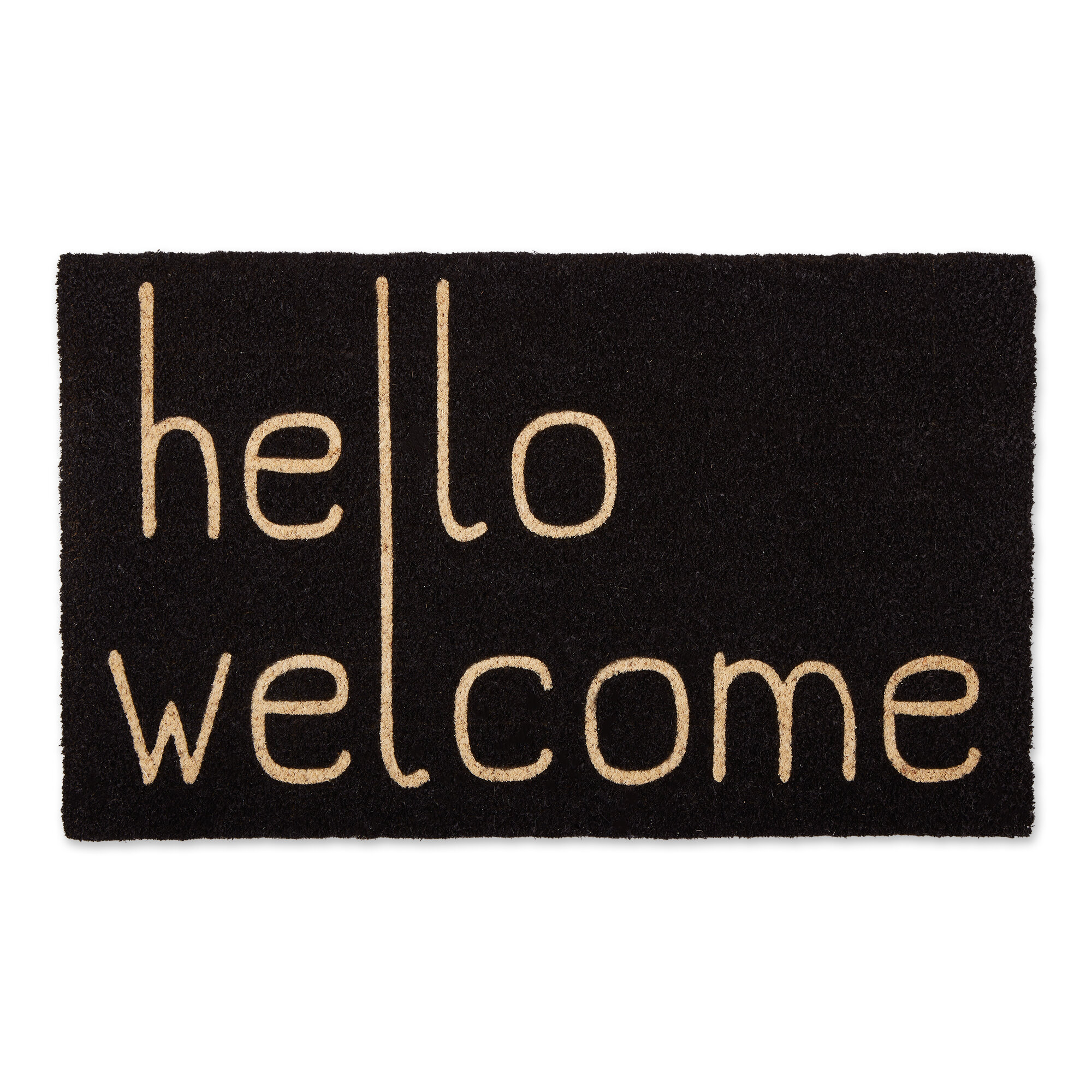 Northlight Black and Natural Coir Rectangular Welcome Doormat 22 x 48