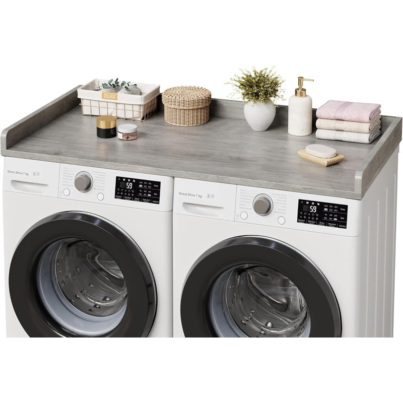 Washer Dryer Countertop 54"x27.5", Grey Laundry Topper with Edge & Non-Slip Pad, Gray