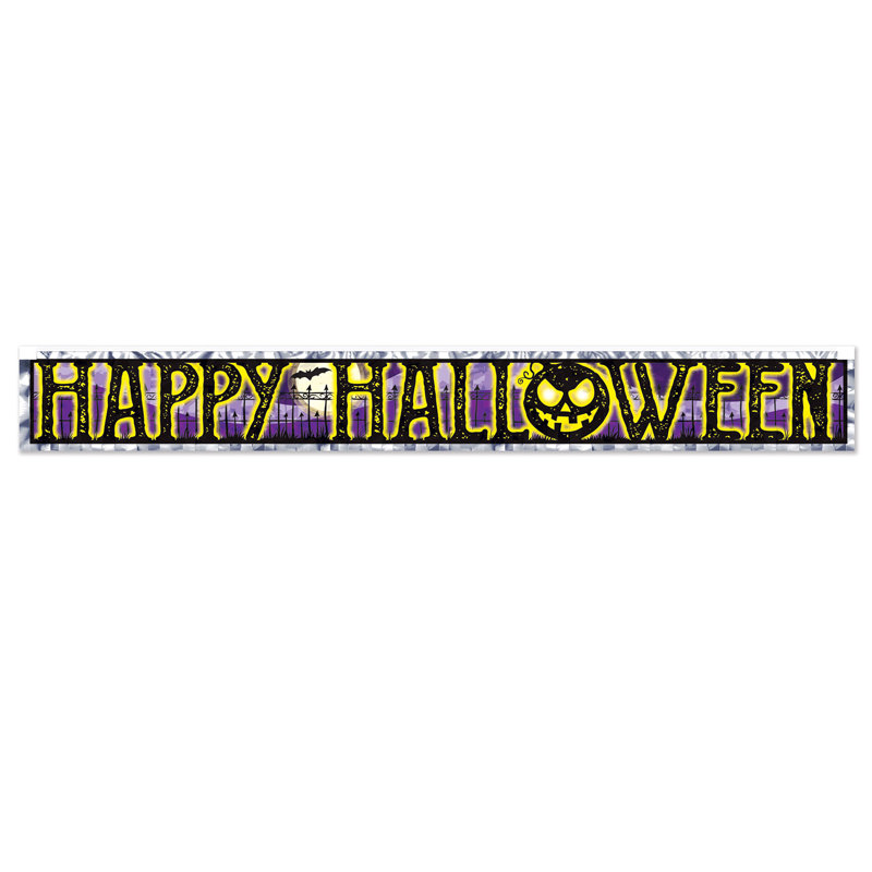 Bannière métallique à franges Happy Halloween