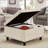 Large square storage ottoman with wooden legs, Upholstered button tufted coffee table-2084076704