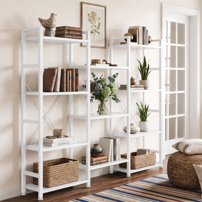 Bibliothèque à 4 niveaux avec cadre en métal, bibliothèque ouverte pour le salon, la chambre à coucher et le bureau à domicile