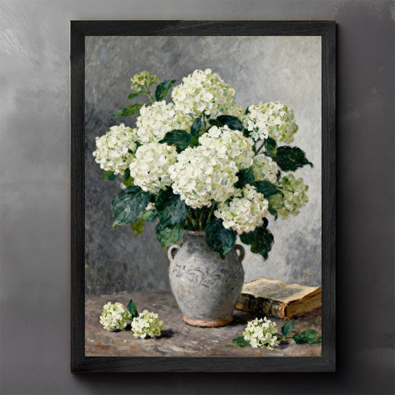 Art floral rétro encadré noir, H 11 po x l 9 po