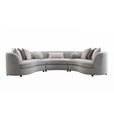 Boucle Sectional Sofa W/9 Pillows