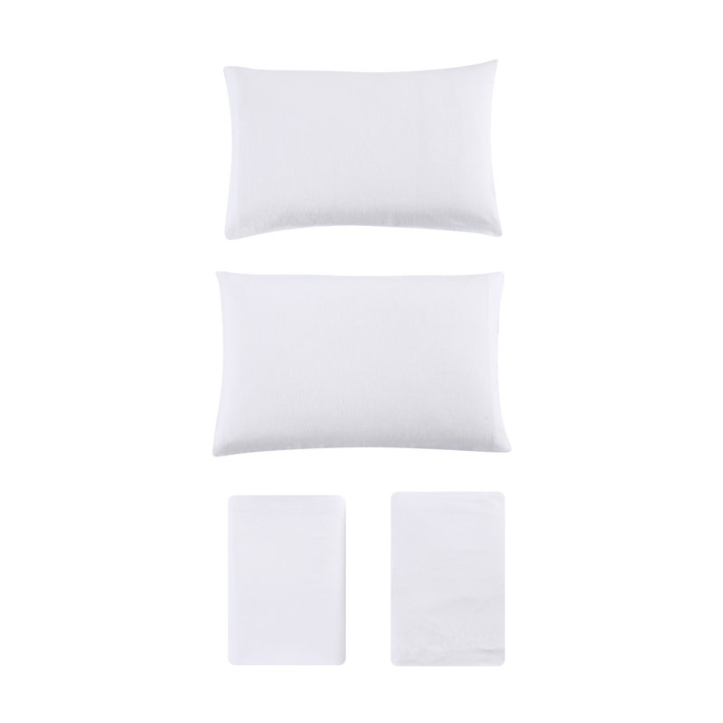 Ensemble de draps en flanelle de coton Eddie Bauer, Blanc, Ensemble literie pour lit simple