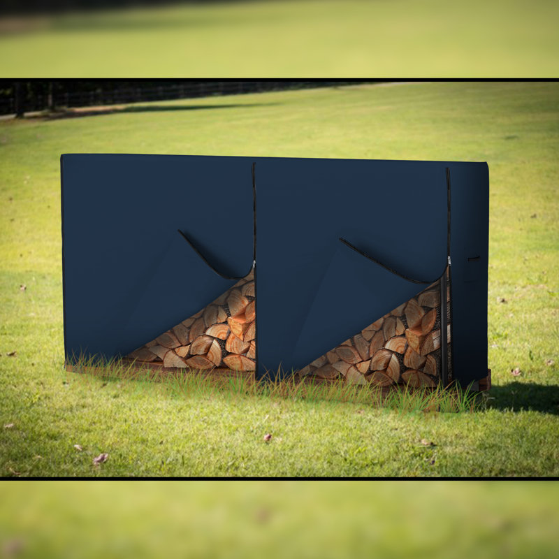 High Density Waterproof Outdoor Firewood Cover, All Weather Protection UV Resistant Wood Rack Cover, Dark Blue