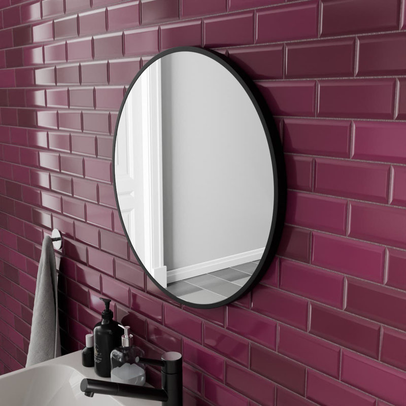 Aluminium Round Mirror, Black, 60cm x 60cm