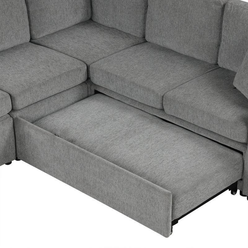 Canapé-lit convertible 108,7 po, H 35 po x l 108,7 po x P 84,3 po, Gris chenille