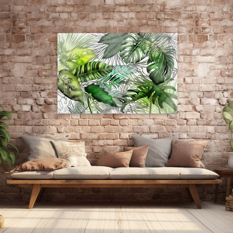 Contemporary Art Abstract Palm Tree Forest Landscape Art by Amini54 - Wrapped Canvas Print, 101.6 cm H x 152.4 cm W