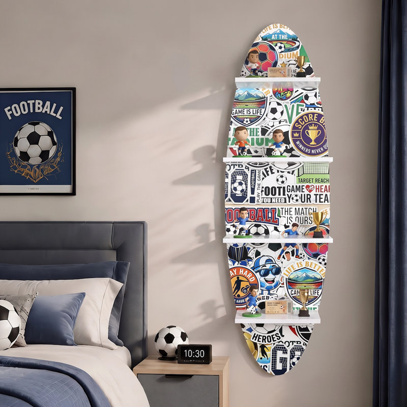 52''H Surfboard Wall Shelf with Printed Surface