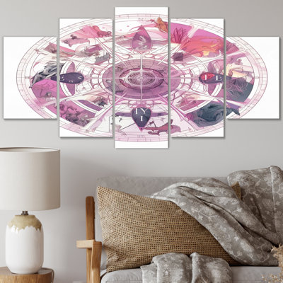 Troisième œil, symbole de chakra mauve - Christianisme, art mural, salon - 5 panneaux