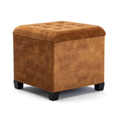 45cm Wide Velvet Tufted Rectangle Pouf Ottoman with Storage