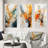 Orange White Line Art Abstraction on Canvas-361215282-361215281