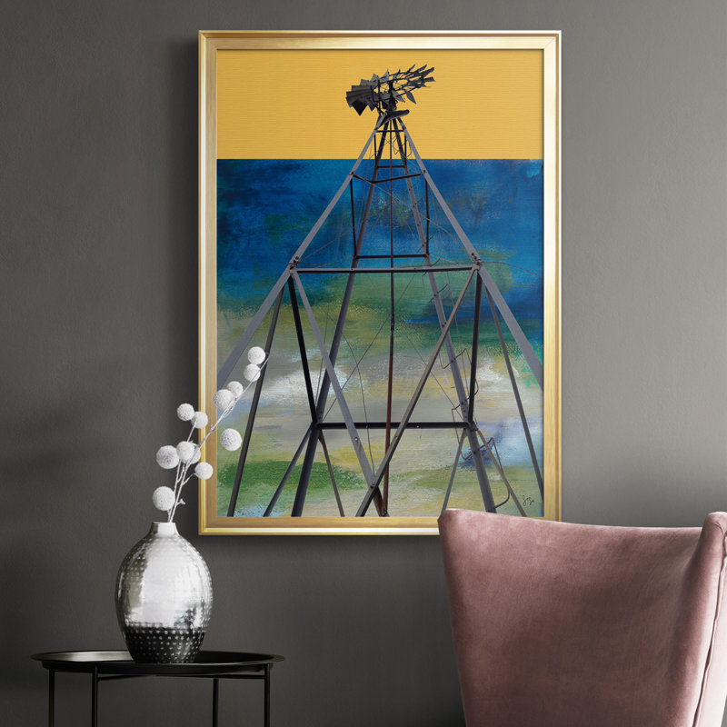 «Windmill Abstract», impression sur toile encadrée, H 36,5 po x l 26,5 po x P 1 po, Or