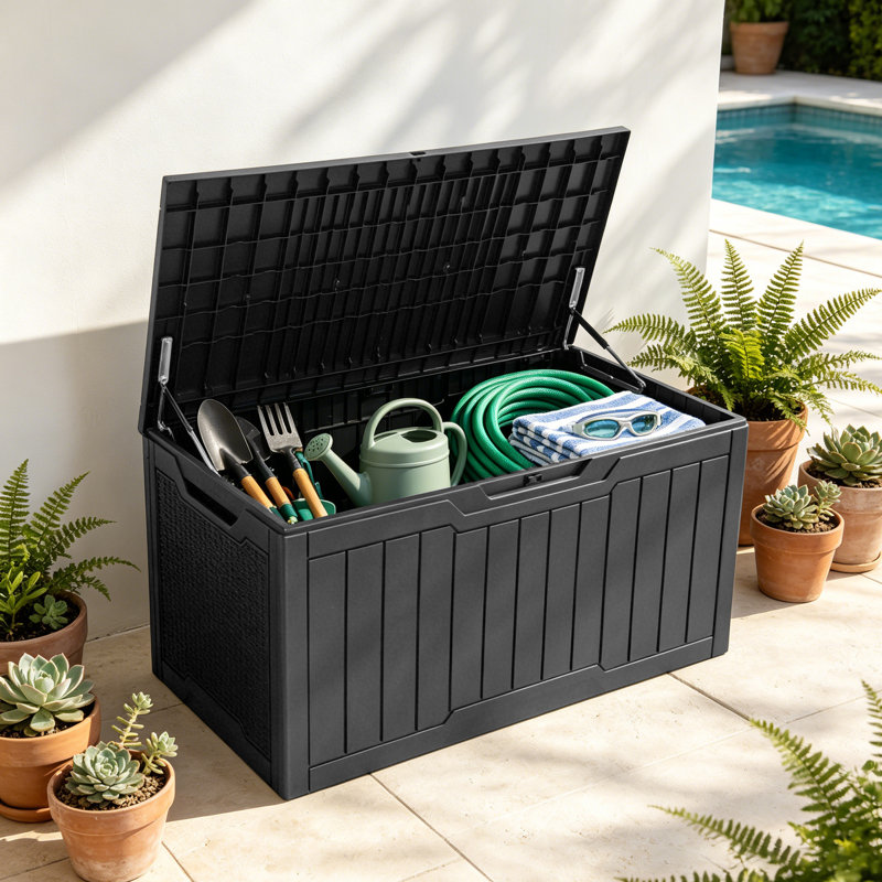 Boîte de rangement d'extérieur verrouillable 100 gallons Balconera, Gris