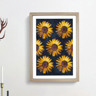 A Wall of Yellow Sunflowers - Picture Frame Painting Print