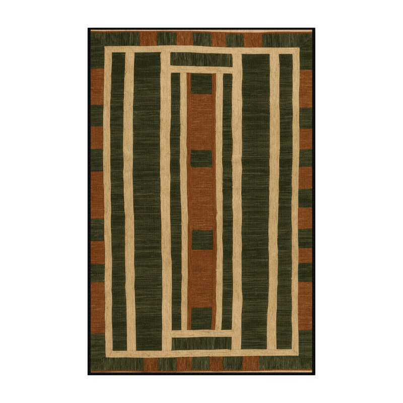Tapis botanique brun lavable à la machine, Rectangulaire 8 pi x 10 pi