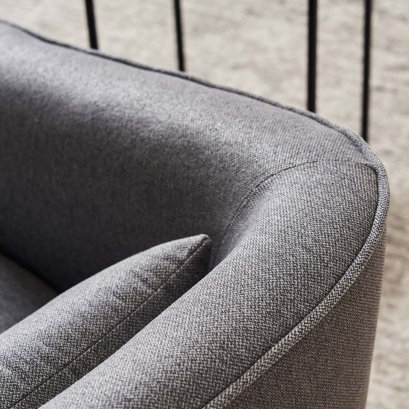Fauteuil demi-tonneau pivotant en lin avec repose-pieds, Lin gris foncé
