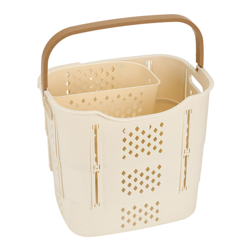 Plastic Laundry Basket with Handles, White