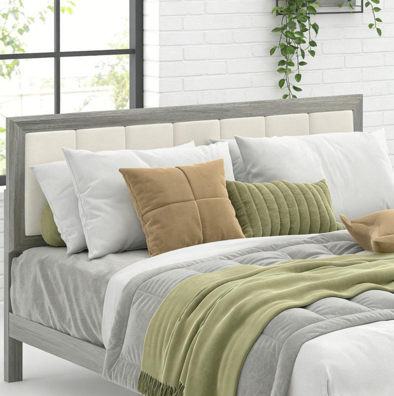 Base de lit de style nordique, base de lit plateforme avec lattes en bois, Grand lit