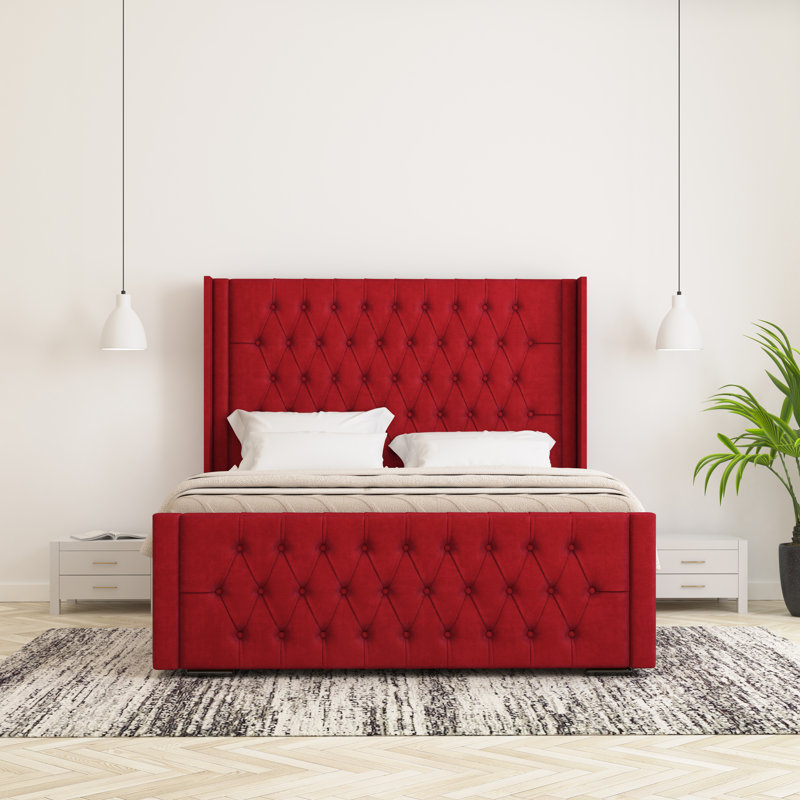 Raoul Upholstered Bed Frame, Red, Super King (6')