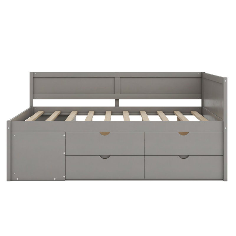 Kaella Daybed With Drawers And Shelves, Gray, Full