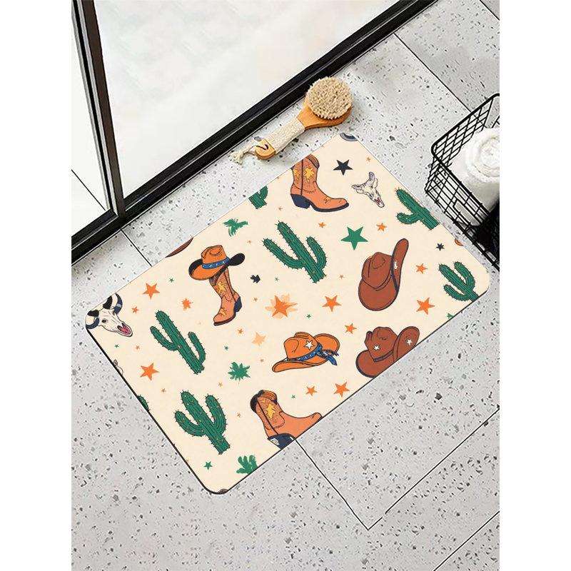 Western Theme Bath Mat For Bathroom, 16 X 24 Inches