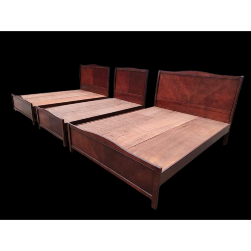 Lit plateforme en bois massif Coalson, Lit simple, Cerisier
