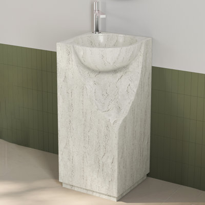 34"Freestanding Tall Pedestal Bathroom Sink Solid Surface Sink