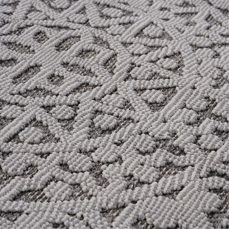 Tapis intérieur / extérieur gris / médaillon, Rectangle 4 pi x 6 pi 2 po