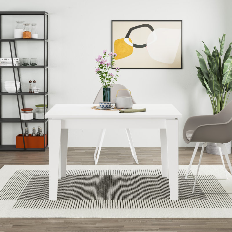Tolmen Rectangular Extendable Dining Table - 120 to 170 cm, White, 75cm H x 170cm L x 80cm D