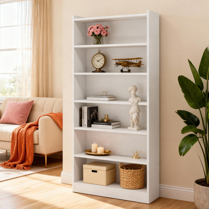 Bibliothèque 72 ", (6 tablettes) H 78,74 po x l 11,81 po x P 35,43 po, Blanc
