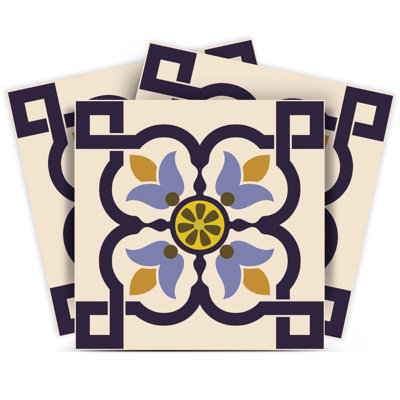 Carreaux amovibles pelez et collez 12 po x 12 po Azul Flora