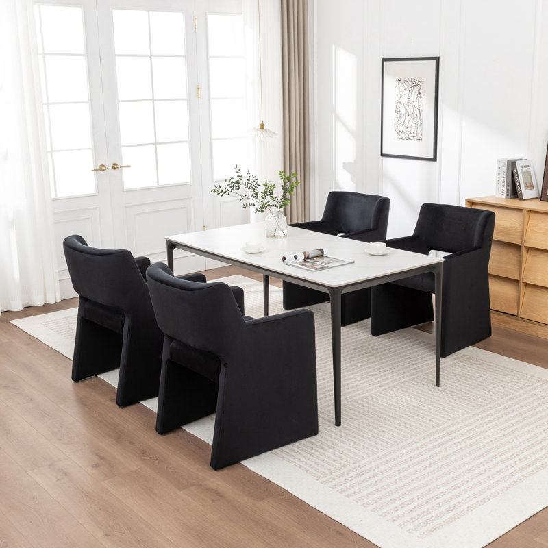 Chaise de salle à manger rembourrée Noah, Noir