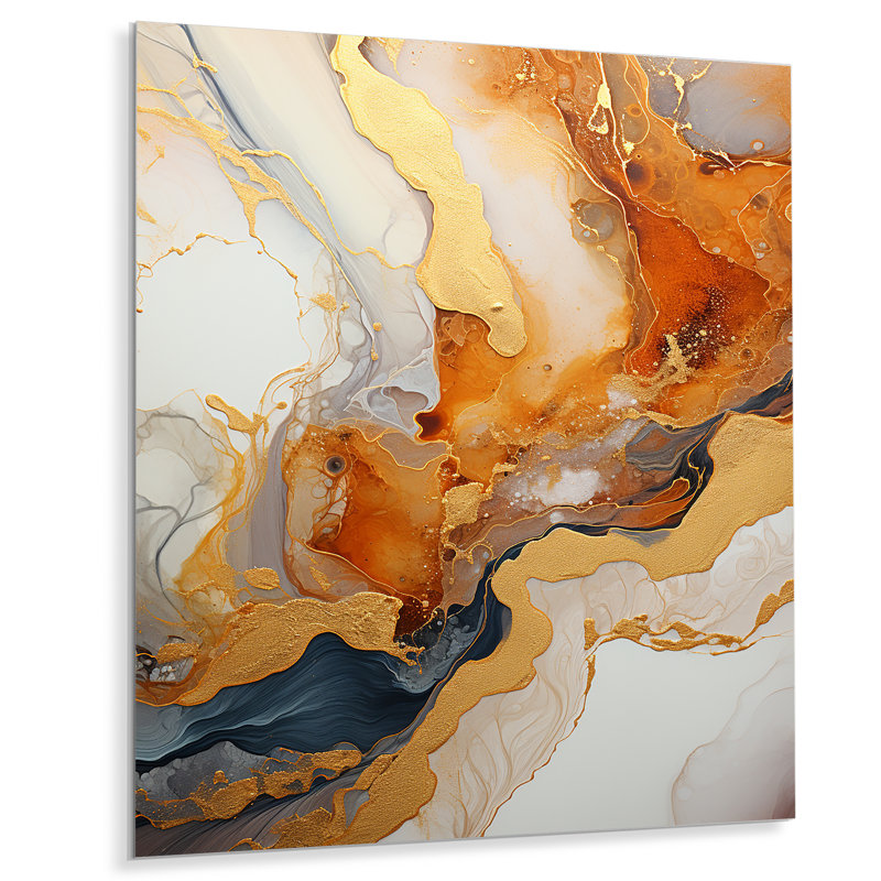 «Gold» et «Geode Lava I» - art mural en métal, H 32 po x l 24 po x P 1 po