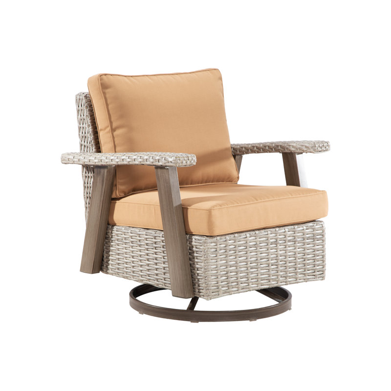All - Weather Hand - Woven Resin Wicker 360° Swivel Patio Chair With High - Resilience Olefin Cushion - Ideal For Outdoor Living Spaces