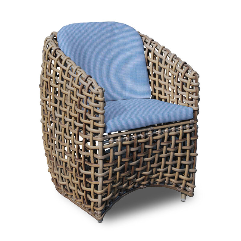 Dynasty Outdoor Dining Armchair, Canvas Air Blue Sunbrella® Canvas, Kubu Mushroom