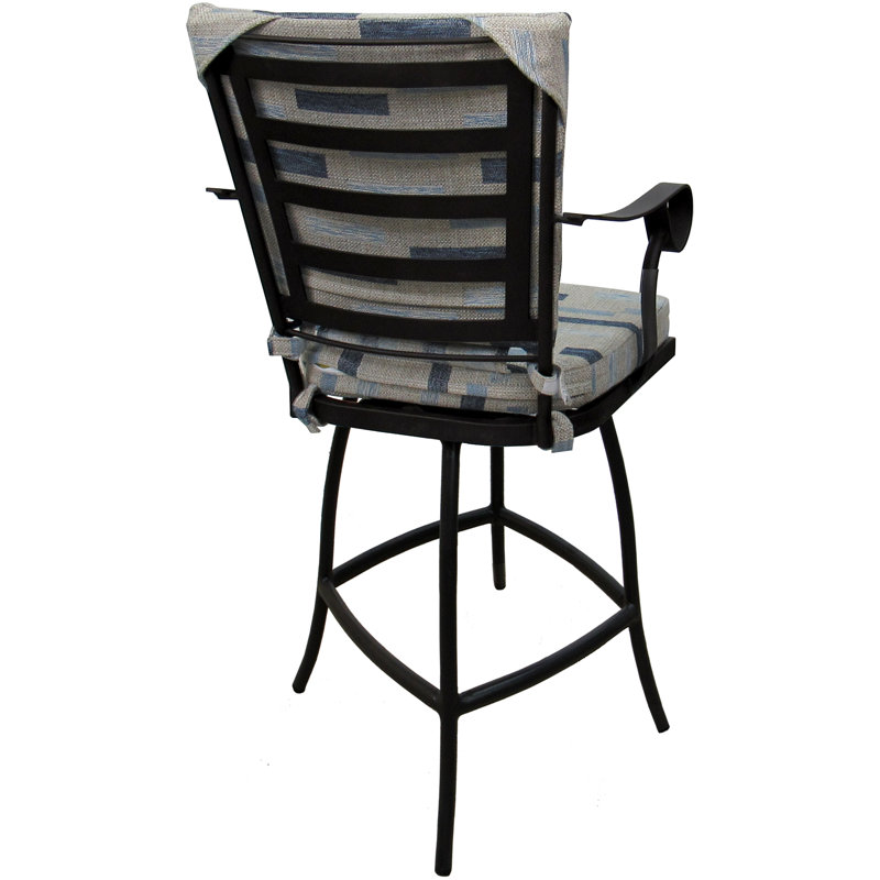 Tabouret de comptoir d'extérieur en aluminium thermolaqué 26,00 po Niera, Noir, 30"