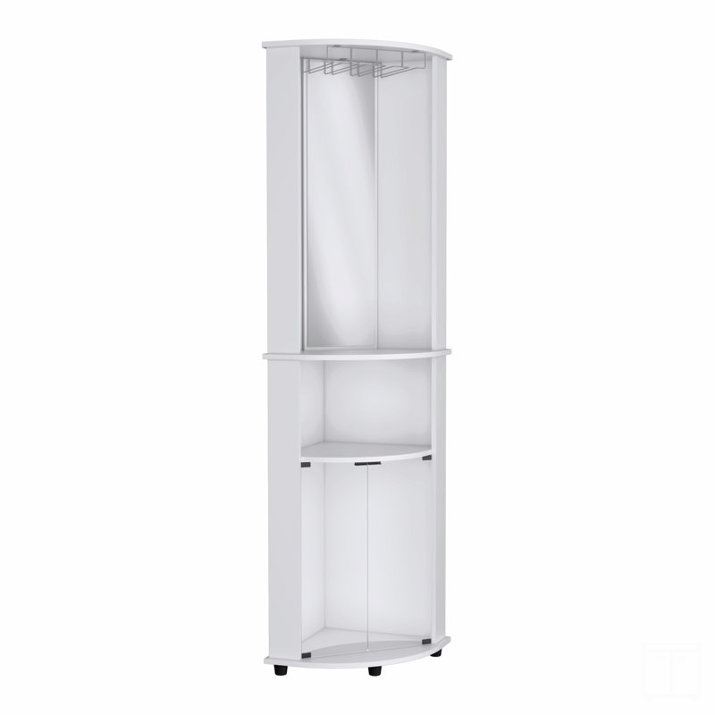 Armoire d'angle avec porte-verres et armoire inférieure, Blanc