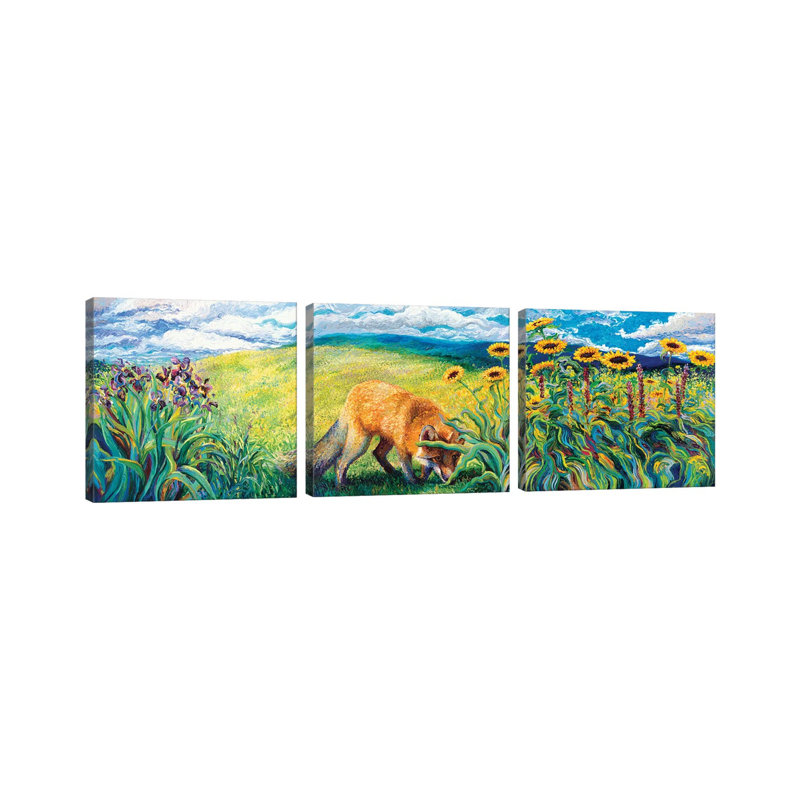 Foxy Triptych - ensemble d'art mural sur toile tendue (ensemble de 3)
