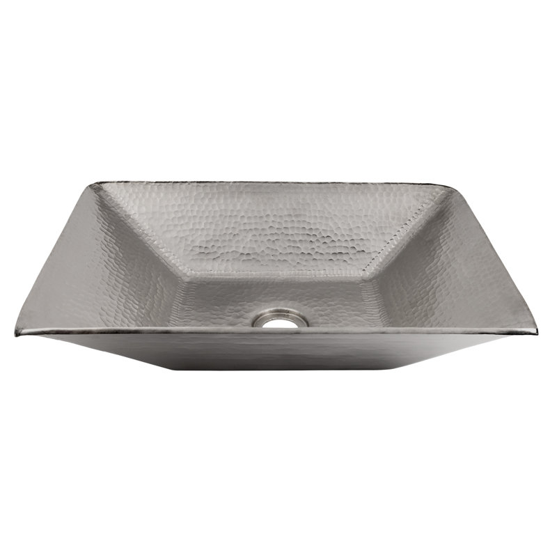 17" Modern Rectangle Hand Forged Old World Copper Vessel Sink in Nickel