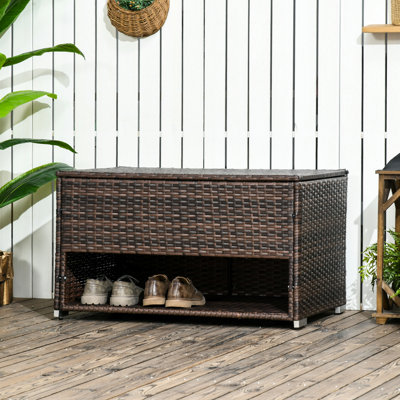 Boîte de rangement pour l'extérieur: vos effets personnels. Pe, brun Keep Space Neat. Brun, structure en acier galvanisé, l 23,5 po