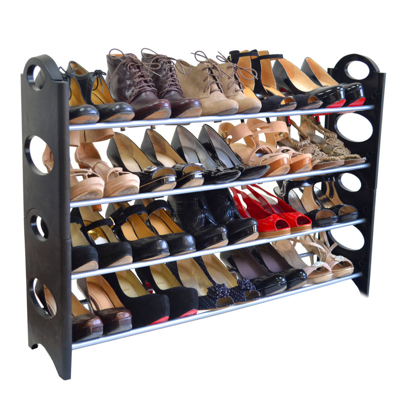 Range-chaussures 4 étages 20 paires, Noir