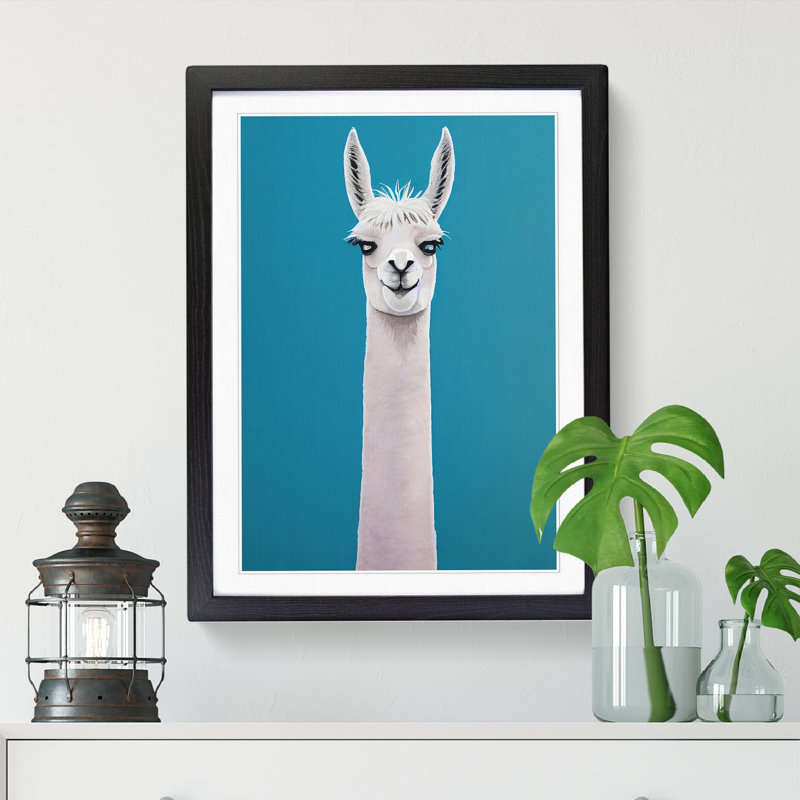 Llama Portrait Vol.4 - Single Picture Frame Print, 46cm H x 34cm W x 2cm D, Black