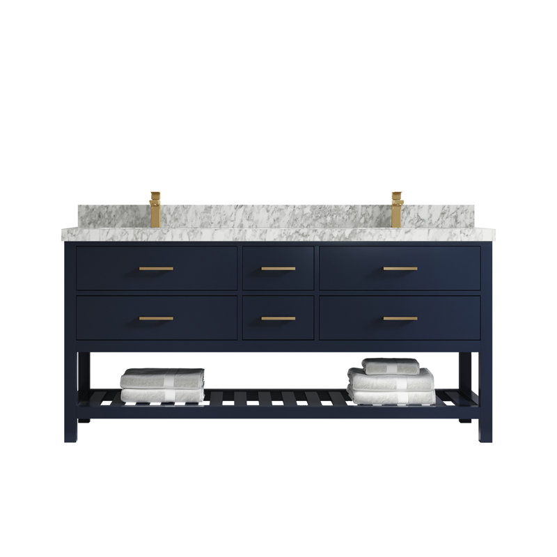 Ensemble de meuble-lavabo double 72 po Parker, Marbre de Carrare