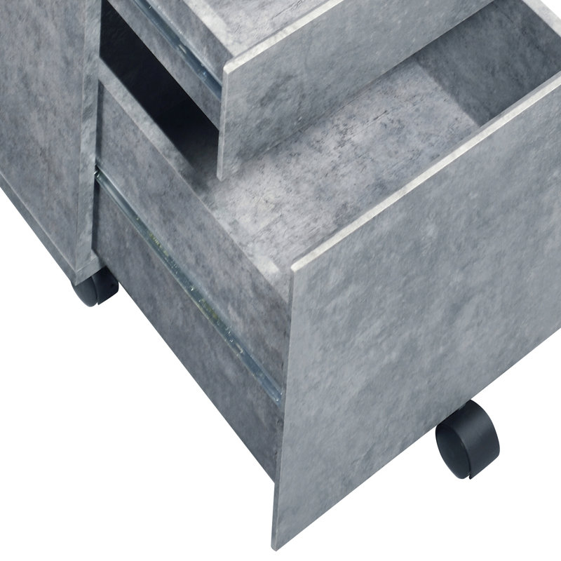 Silver Industrial-Style File Cabinet With Faux Concrete Exterior And Efficient 3 Drawers Finish Three Functional