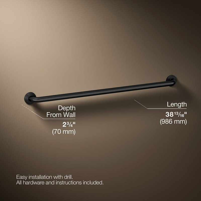 Traditional Grab Bar, 36"W, Matte Black