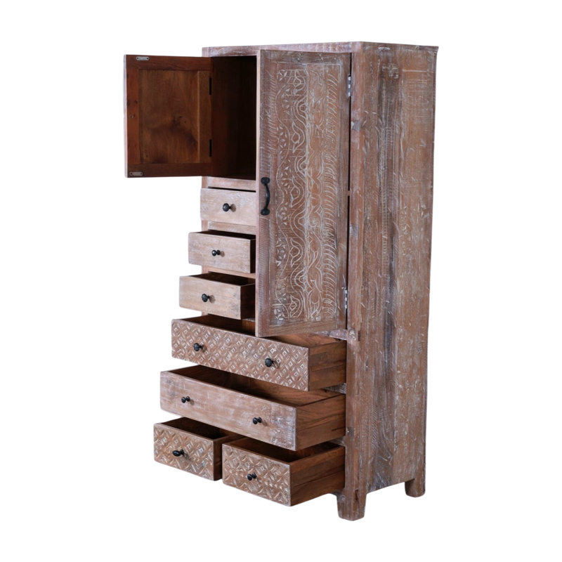 Eilidhi Solid Wood Armoire, Beige