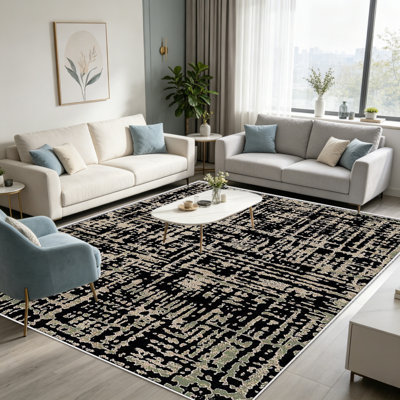 Tapis abstrait beige de 1 pièce, élégant tapis décoratif polyvalent, facile à nettoyer et à entretenir, meuble idéal pour la chambre à coucher, le salon, le couloir, le vestibule, le dortoir et le bureau afin de rafraîchir l'ambiance intérieure 