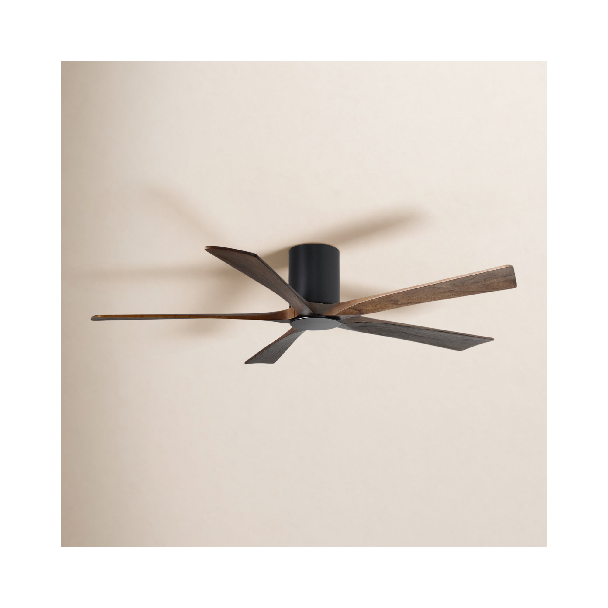 Irene 5 - Blade LED Ceiling Fan with Light Kit Included, Matte Black, 60", Walnut Tone