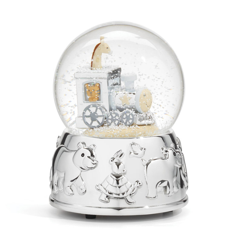 Reed And Barton Animal Train Silverplate Snowglobe